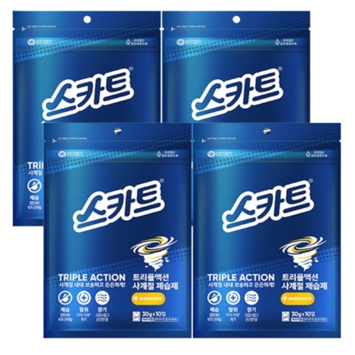 유한킴벌리 스카트 트리플액션 사계절제습제 페어앤프리지아 30g 10개입 (4개)