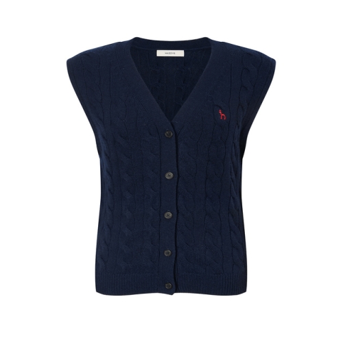 LF 헤지스레이디스 여성 HSSW5D801N3 네이비 짜임 울캐시미어혼방 베스트