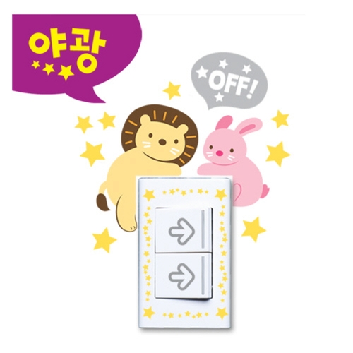 [불명] 다용도 스위치커버 스티커 동물2 FDT-88009 스위치커버 콘센트 꾸미기스티커 커버스티커