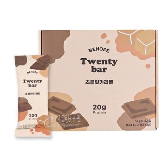 베노프하우스 베노프 20바 초콜릿카라멜 프로틴바 12개입 684g (1개)_이미지