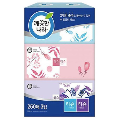 깨끗한나라 티슈티슈 250매 (3입)이미지입니다. 누르면 해당 게시물로 새창이동합니다.
