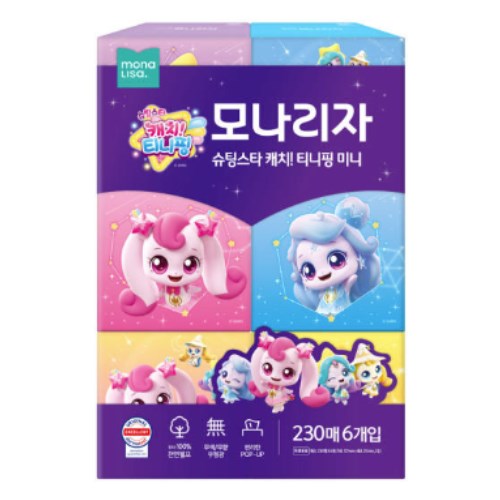모나리자 캐치티니핑 미니 미용티슈 230매 (6입) (4팩(24입))_이미지