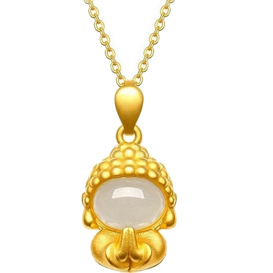 오로라 24K컬러 불교 아기 부처님 백옥 목걸이 BUDD-2022