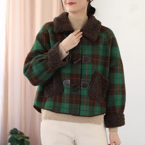 웬디즈갤러리 뽀글이 니트 체크 자켓 PJK109