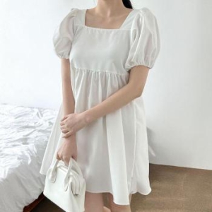 패션 여성 봄 여름 퍼프 반팔 소매 미니 원피스 32781459
