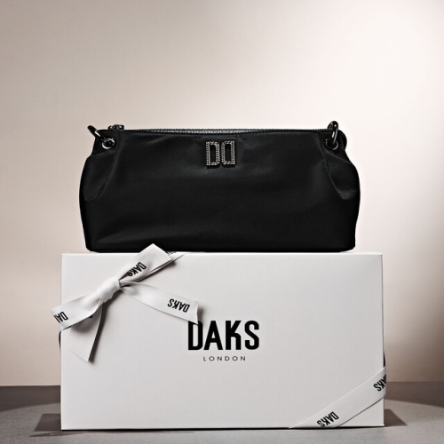  닥스 HILTON 블랙 DD로고 나일론 체인 숄더백 S DCBA5F335BK