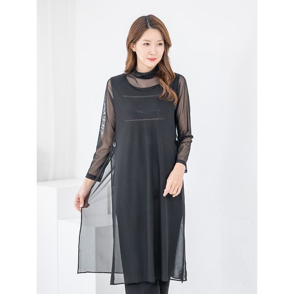 모슬린 엄마옷 롱조끼 라운드 MQG126703 마담 미시 중년여성 빅사이즈 할머니옷 50대 60대 70대