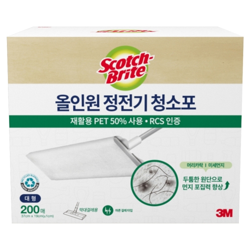 3M 스카치브라이트 올인원 정전기 청소포 대형 1개 37 19 cm