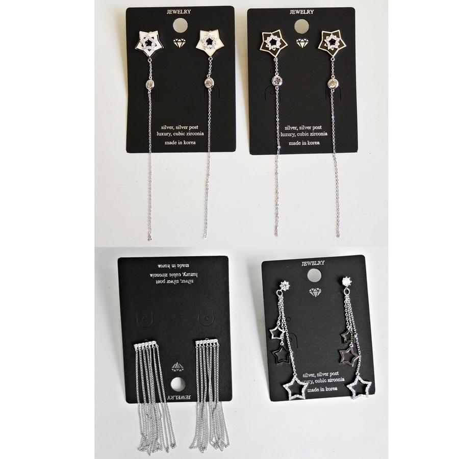 Myacc 큐빅 드롭 귀걸이은침 롱 귀걸이_이미지