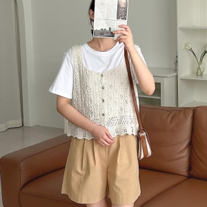 여자 여름조끼 그물니트 펀칭 크로쉐 피서룩 베스트 Free WJK15559_베이지 FREE