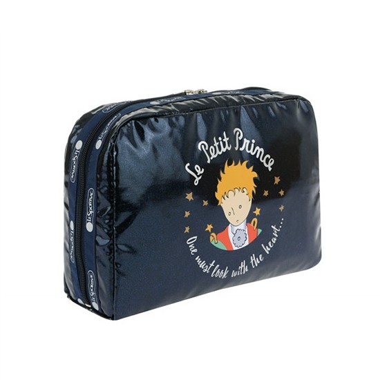 레스포색 어린왕자 왓 이즈 임폴턴트 네이비 엑스트라 라지 랙탱귤러 코스메틱 파우치 7121 G417_이미지