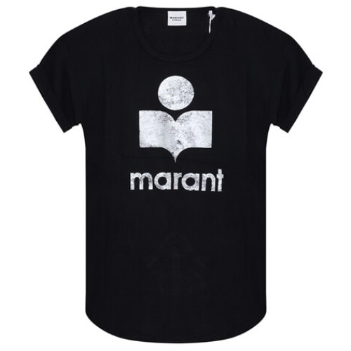 이자벨마랑 콜디 린넨 로고 티셔츠 TS0004FA A1N10E (01BK, 블랙)