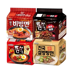 팔도 왕뚜껑봉지 4입 +비빔면 5입 +라볶이 4입 +꼬꼬면 5입