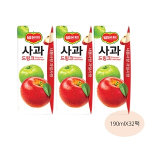 롯데칠성음료 델몬트 과즙주스 사과 190mlx32팩이미지입니다. 누르면 해당 게시물로 새창이동합니다.