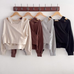 나야홍 빅사이즈티 V666L511 레이어반반나시맨투맨 TC_이미지