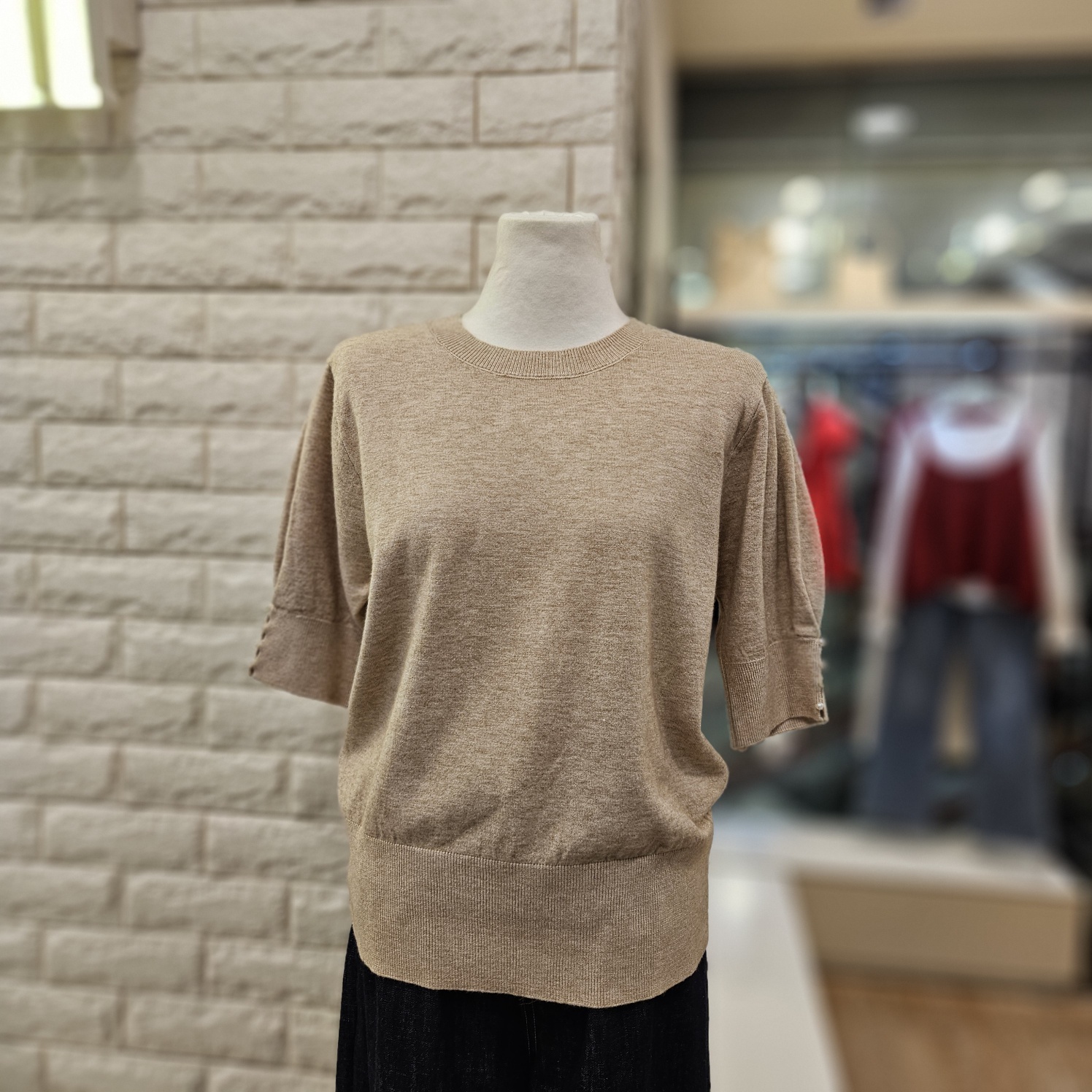 트렌드컬렉션 진주 5부 소매 니트 TRKA25942_이미지