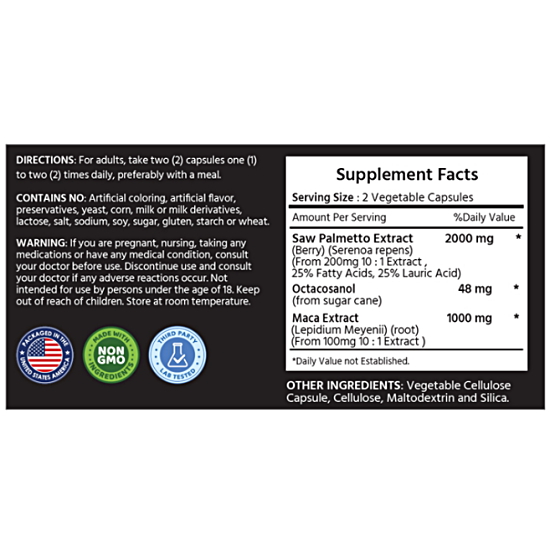 마이라이프 내추럴스 쏘팔메토 옥타코사놀 마카 120캡슐 (해외) (1개)_이미지