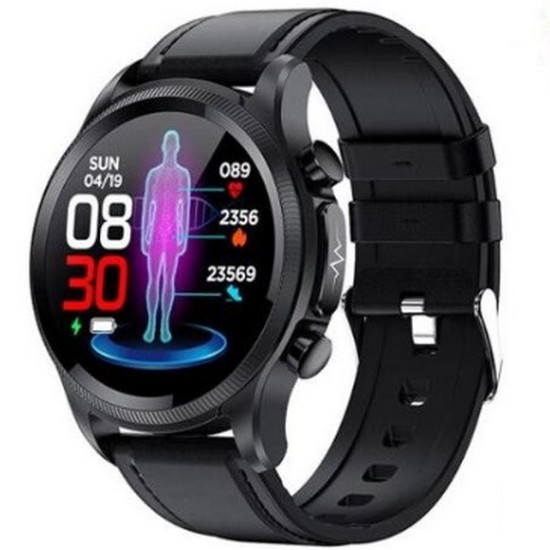 한국어 무채혈 혈당 측정 당뇨검사 스마트워치 (가죽밴드, 해외구매)_이미지