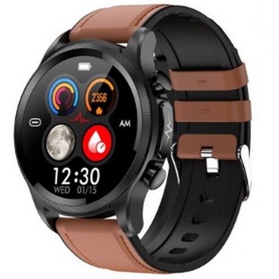 한국어 무채혈 혈당 측정 당뇨검사 스마트워치 (가죽밴드, 해외구매)