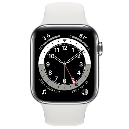 APPLE 워치 시리즈6 44mm Cellular 실버 스테인리스 스틸 (스포츠밴드)_이미지