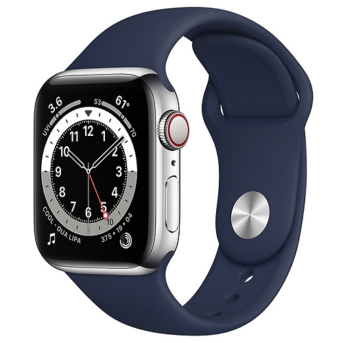 APPLE 워치 시리즈6 44mm Cellular 실버 스테인리스 스틸 (스포츠밴드)_이미지