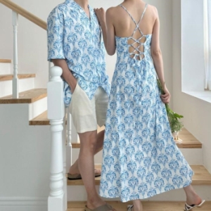 오노마 ONM 해외여행 바다 바캉스 휴양지 커플룩 하늘색 원피스 16458847