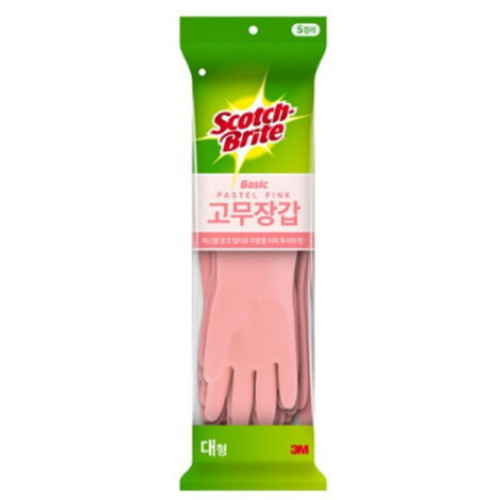 3M 스카치브라이트 ㅤ베이직 파스텔핑크 고무장갑 대 (5켤레)_이미지