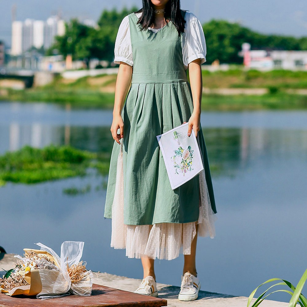 리넨 원피스 앞치마 패브릭 플로리스트앞치마