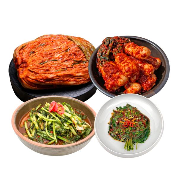 도미솔식품 왕비 포기김치 8kg + 열무김치 2kg + 총각김치 2kg + 깻잎김치 1kg (1개)_이미지