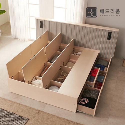 베드리움 녹스 아트월 침대 Q (듀얼쿠션유로탑독립)_이미지