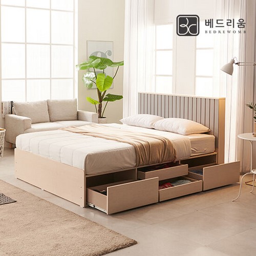 베드리움 녹스 아트월 침대 Q (듀얼쿠션유로탑독립)_이미지