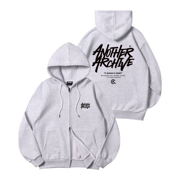 어나더 ARCHIVE 2WAY 그래피티 후드 집업 화이트메란지 435951