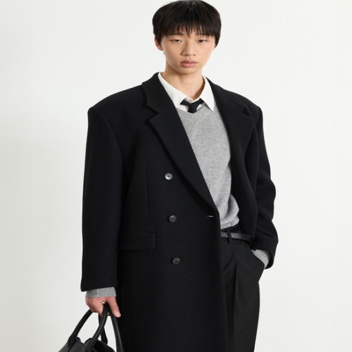 LF TNGT Heavy Wool Tailored Double-breasted Coat Black TNCO5F102BK