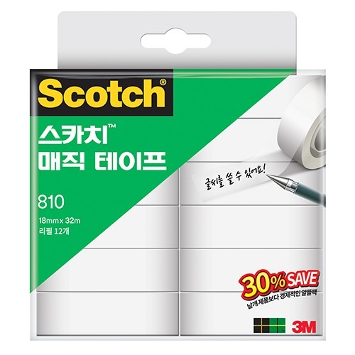 3M 스카치 810 매직 테이프 리필 18mm x 32m이미지입니다. 누르면 해당 게시물로 새창이동합니다.