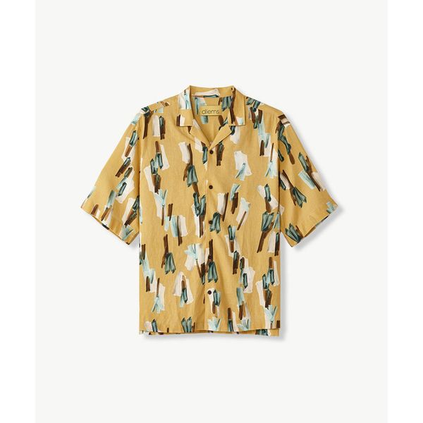 DIEMS 프린트 오픈카라 반팔 셔츠_옐로우 오버핏 _DDSVB64EPY_이미지