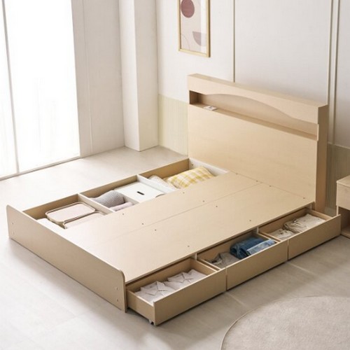 상일리베가구 로한 수납 LED침대 Q/K (매트별도)_이미지