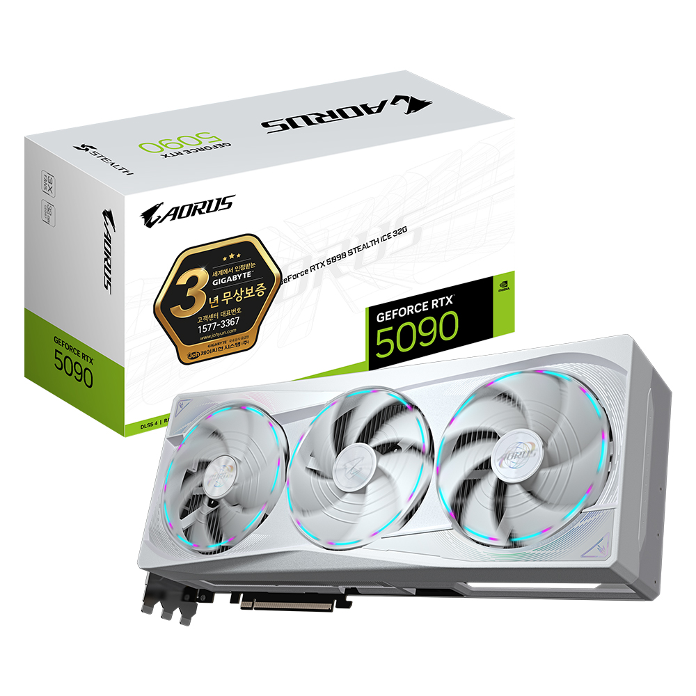 GIGABYTE AORUS 지포스 RTX 5090 STEALTH ICE D7 32GB 제이씨현이미지입니다. 누르면 해당 게시물로 새창이동합니다.