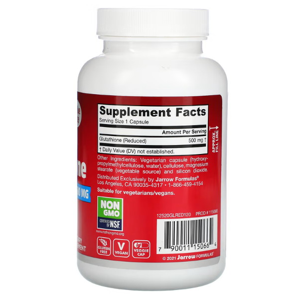 재로우포뮬러스 글루타치온 리듀스드 500mg 120베지캡슐 (해외) (1개)_이미지