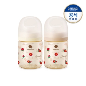 유한킴벌리 그린핑거 베베그로우 PPSU 동백 젖병 160ml (노꼭지) (2개)