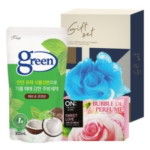 그린 주방세제 리필 300ml + 온더바디 비누 80g + 샤워볼 110-205367