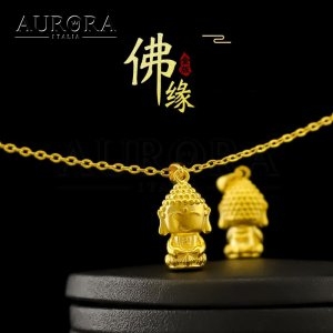 [불명] AURORA ITALIA 불교 아기 부처님 24K컬러 목걸이 BUDD-2002_이미지