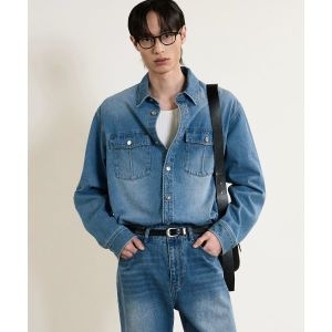 TNGT 데님 웨스턴 셔츠 워시드 블루 TNSH5E1B2 S8_이미지