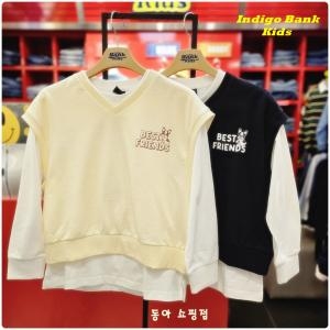  인디고뱅크키즈 활용하기 좋은 기본 베이직 템 싱글 긴팔 조끼 세트 IKLT24S01