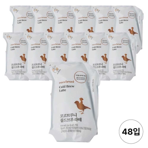 한국야쿠르트 코코브루니 콜드브루 라떼 200ml (48개)