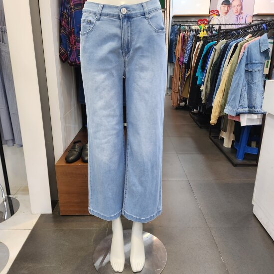 베네통 와이드 일자 워싱 데님팬츠 BADPB6431