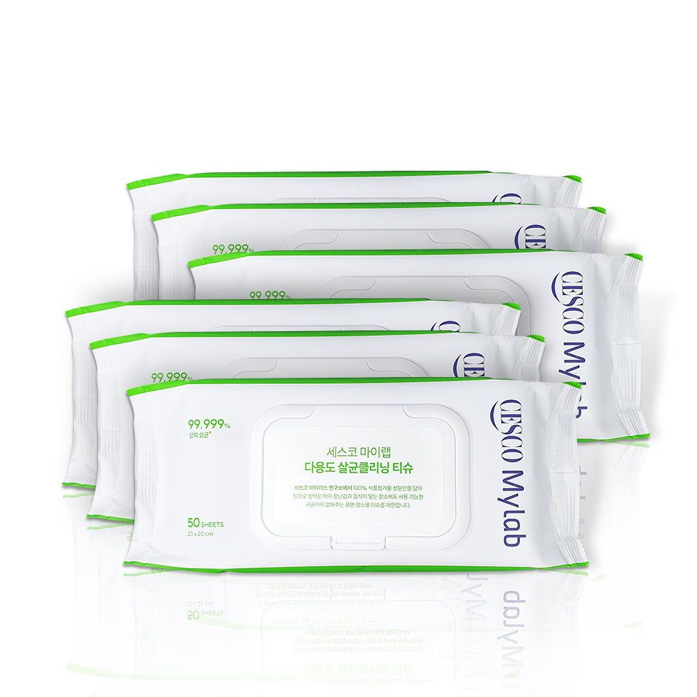 세스코 마이랩 다용도 살균클리닝 티슈 캡형 50매 (6팩)