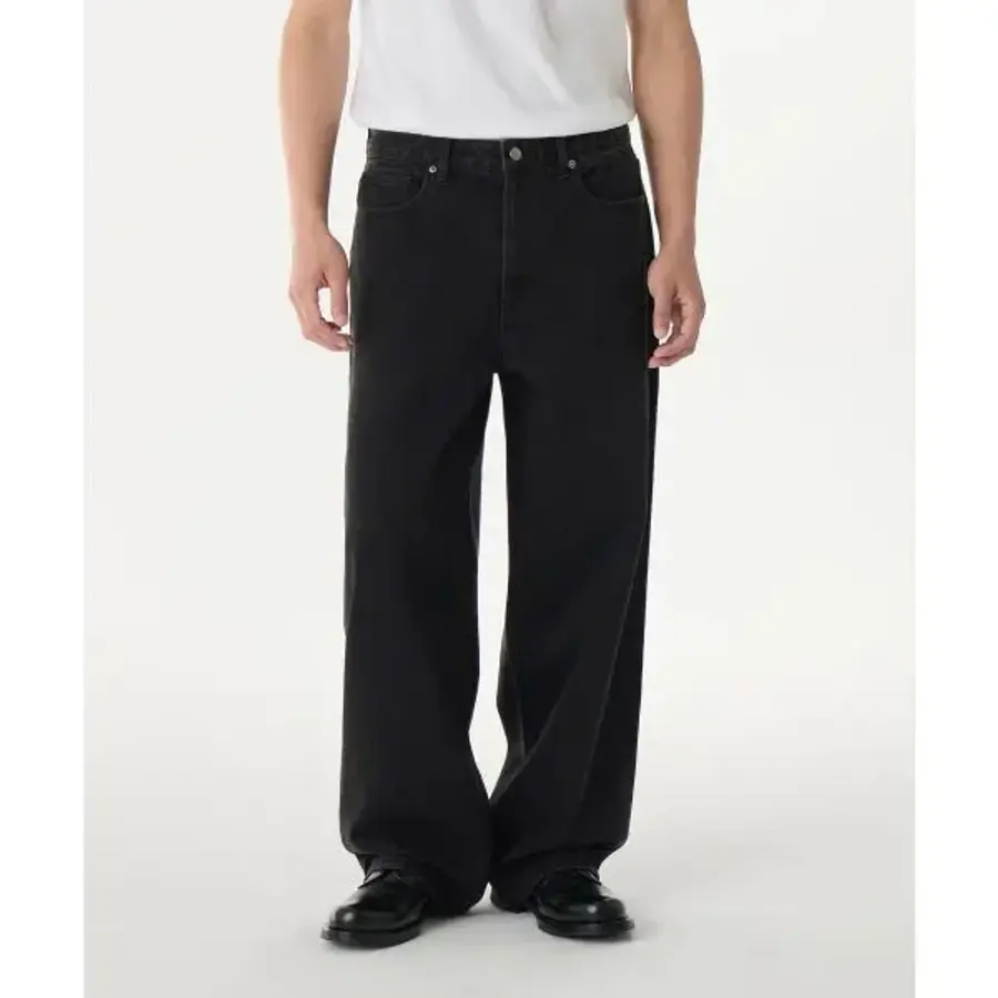 무신사 스탠다드 MUSINSA STANDARD 빅 와이드 데님 팬츠 워시드 블랙 MMDNP0Z20-WC 26421_이미지