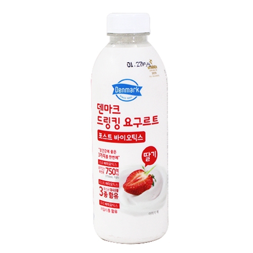동원F&B 덴마크 드링킹 요구르트 포스트 바이오틱스 딸기 750ml (4개)_이미지