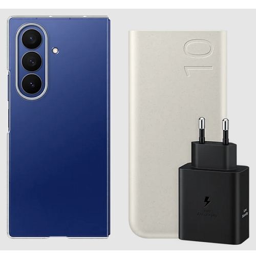 삼성전자 갤럭시Z 폴드7 클리어 케이스+PD 25W 배터리팩 10000mAh+50W 충전기_이미지