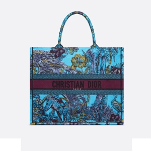 BOOK TOTE 라지 백 셀레스티얼 블루 멀티 컬러 Toile de Jouy Voyage 자수 M1286ZEUP_M259